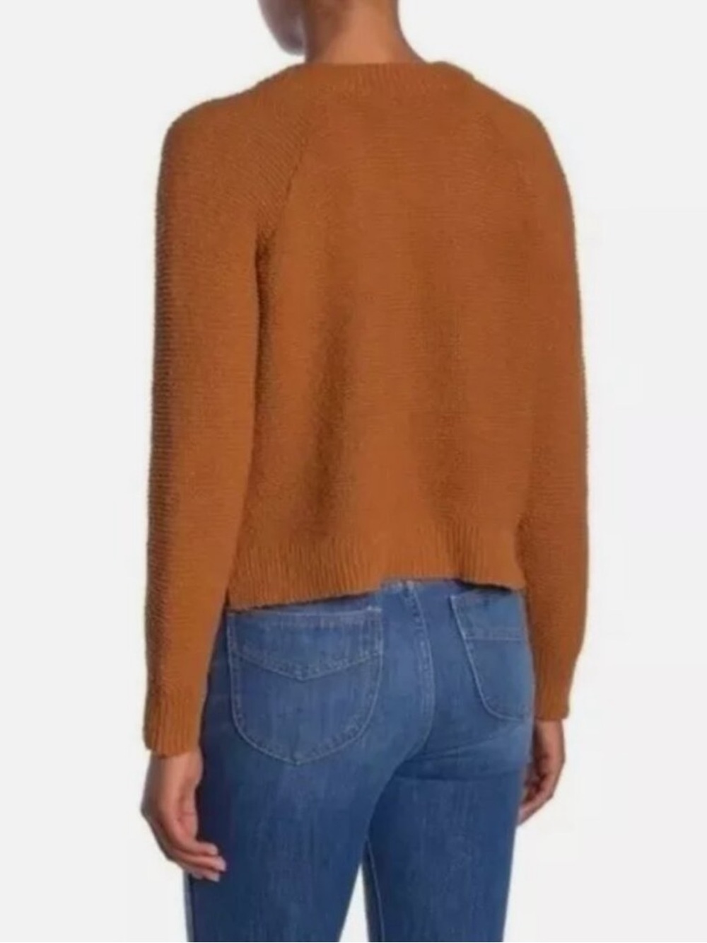 🍂 Madewell Textured Cotton Sweater | Size Medium | Golden Pecan V-Neck Pullover - Picture 6 of 12